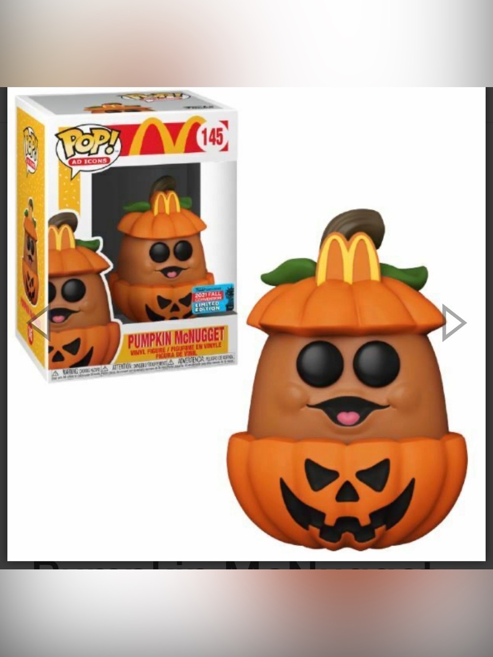 RARE Vaulted 2021 Fall Con Ltd. Edition Funko Shop McDonalds Pumpkin McNugget